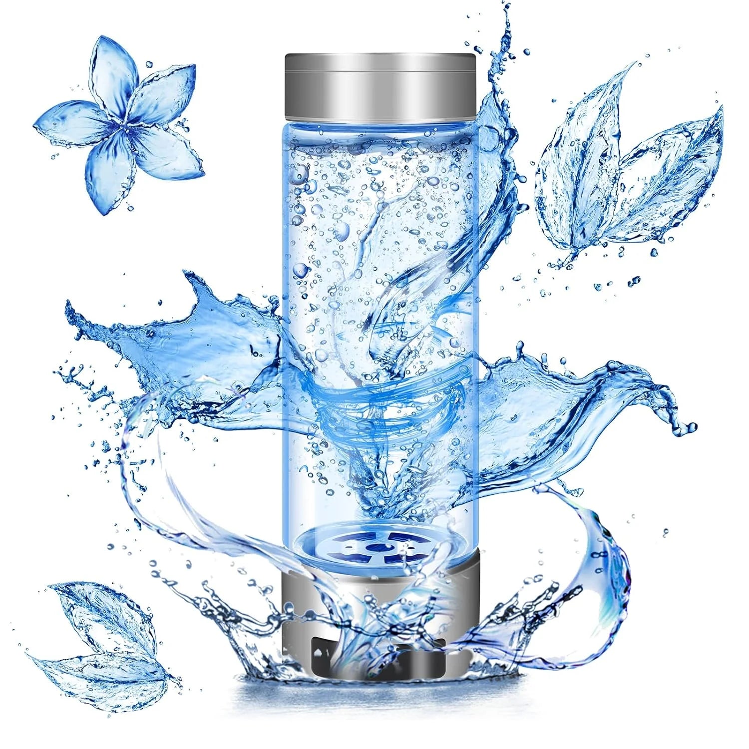 Hydrogen Water Bottle, Rechargeable Portable Hydrogen Water Ionizer Machine, PEM SPE Technology,Led Display, Generates Real 2000Ppb Hydrogen Water Bottle Generator (Rose Gold)